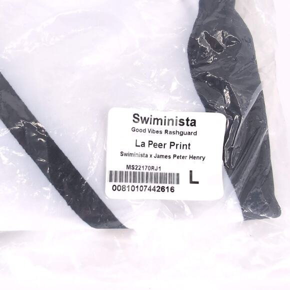 Swiminista x James Peter Henry Good Vibes Rashguard La Peer Black & White L NWT - Picture 6 of 15